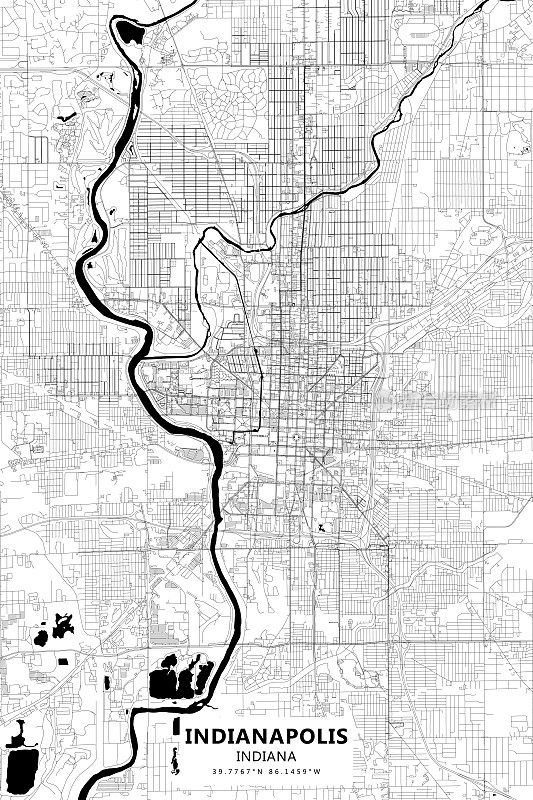 Indianapolis, Indiana Vector Map